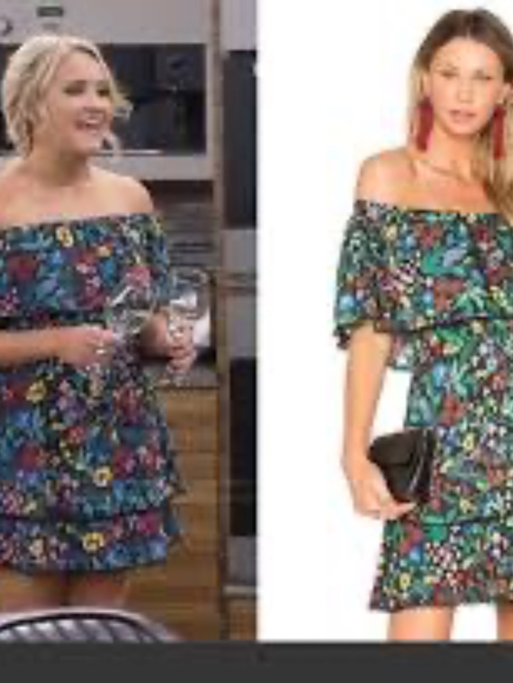 Alice + Olivia Tylie Tiered Novelty Floral Print Tiered Ruffle Strapless Dress - Picture 6 of 8